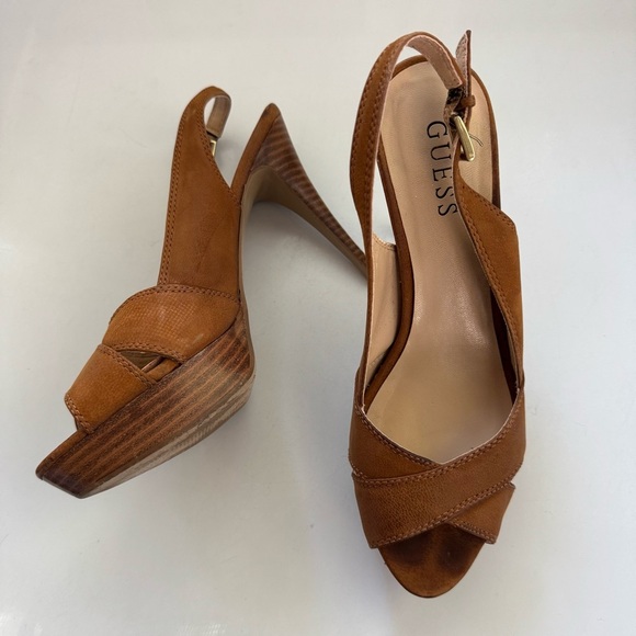 Brown Stiletto Heels with Platform and Slingback - Picture 5 of 8